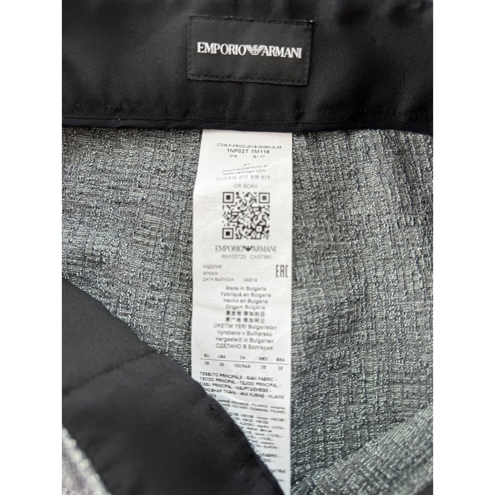 Emporio Armani Metallic Silver Tweed Pant Suit Velvet Collar Blazer Set EU 38 - Picture 16 of 16